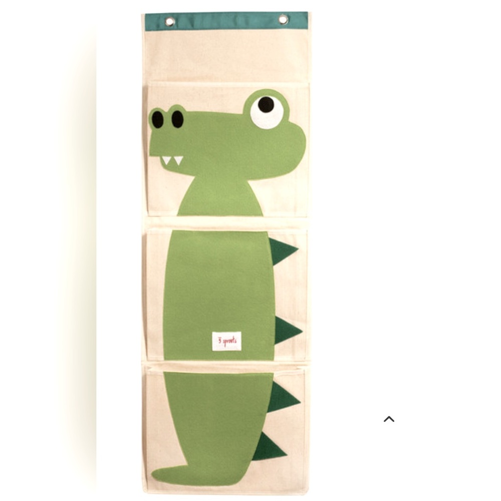 3 Sprouts Green Crocodile 3 Pockets Wall Hanging Organizer Storage Bag